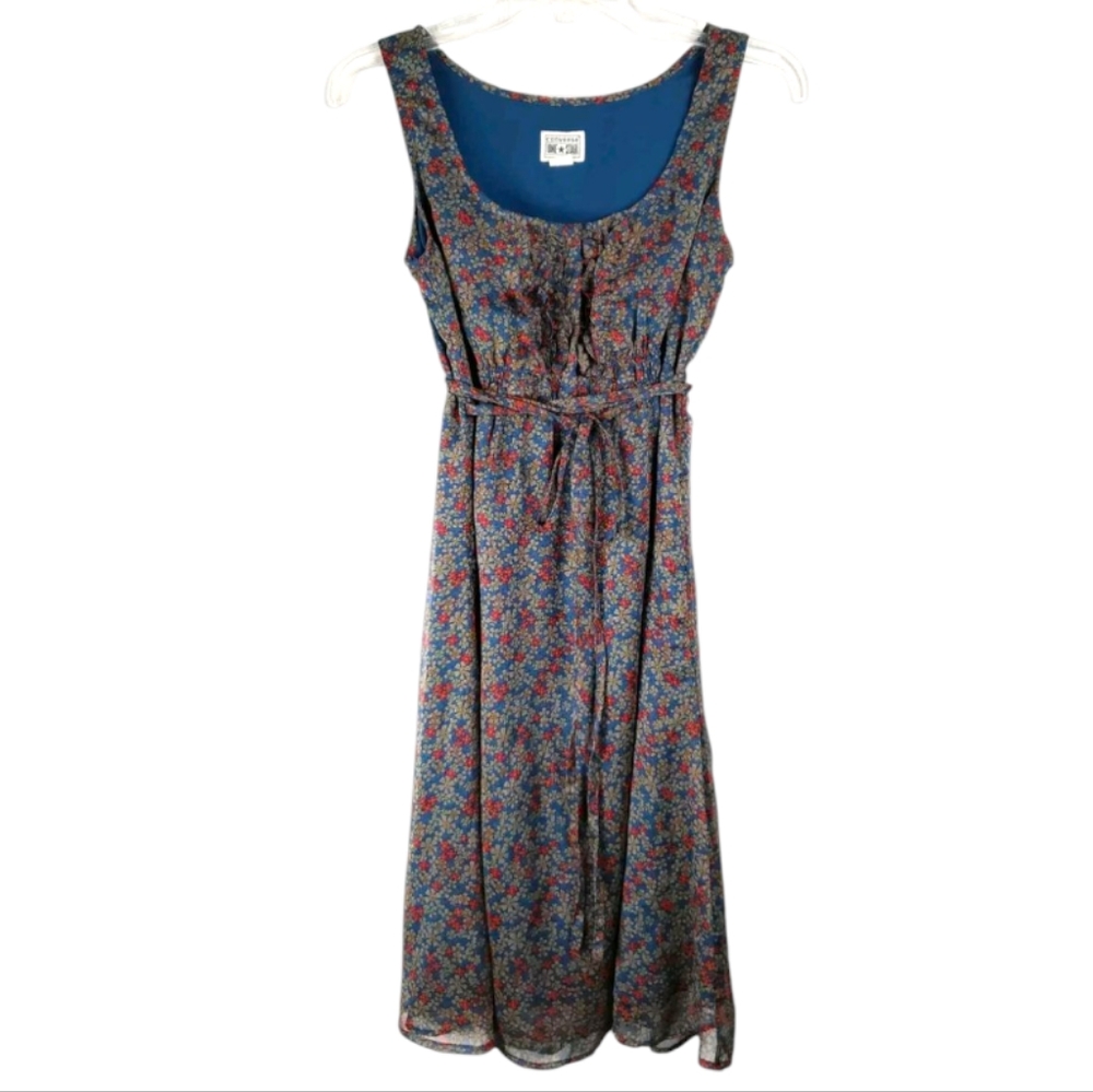 Converse One Star Midi Floral Shift Dress, XS Chiffon Floral, Sheer Mesh, Lined